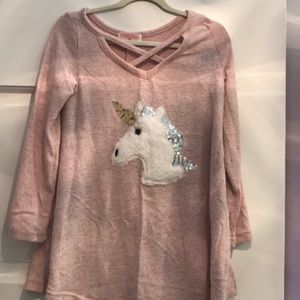 Girls pink sweater with unicorn